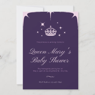 Purple and Pink Crown Princess Baby Shower Invitation