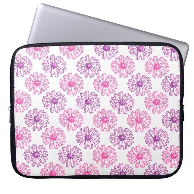 Purple and Pink Daisies Pattern Laptop Sleeve (Front)