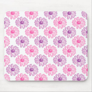 Purple and Pink Daisies Pattern Mouse Mat