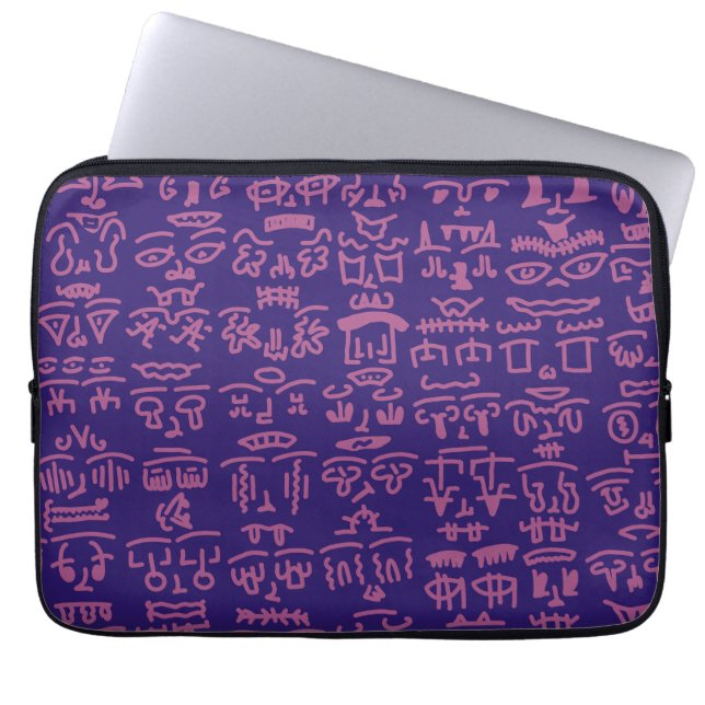 Purple and Pink Doodle Laptop Sleeve - Abstract Ar (Front)