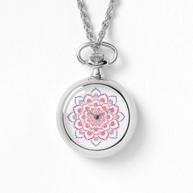 Purple and Pink Dot Mandala Watch (Front)