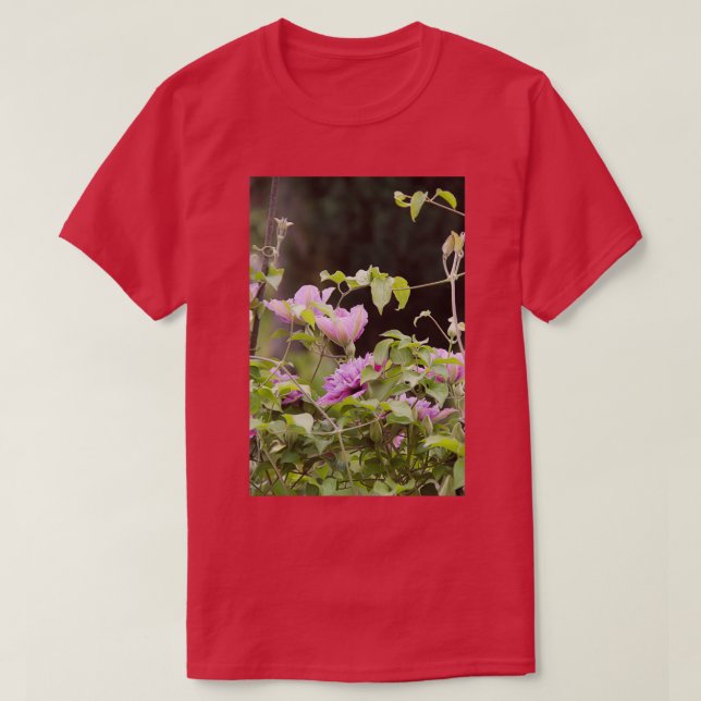 Purple and pink double clematis climbing flower 5 T-Shirt (Design Front)