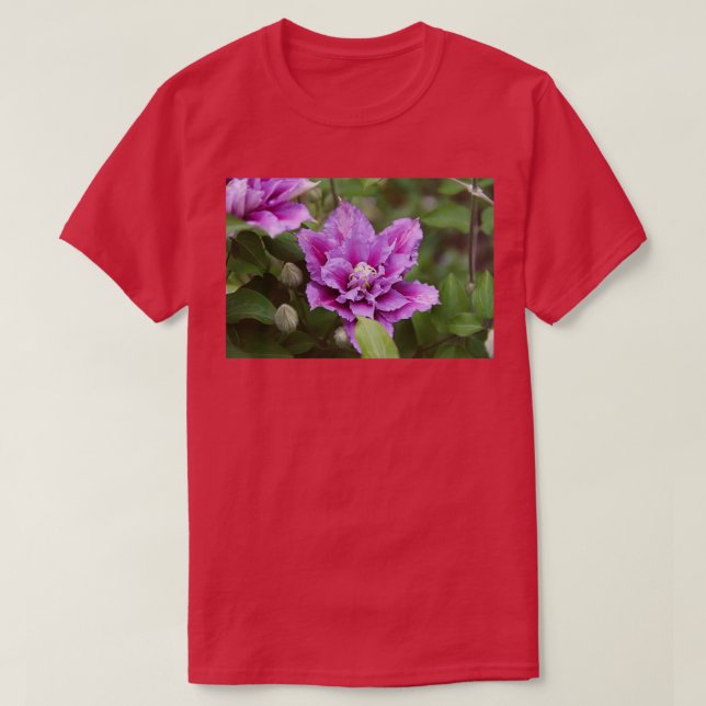 Purple and pink double clematis climbing flower 7 T-Shirt (Design Front)
