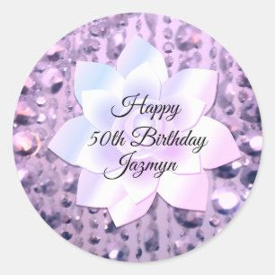 Purple and Pink Elegant Beaded Classic Round Sticker