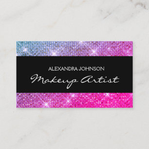Purple and Pink Elegant Sparkly Makeup Artist Business Card