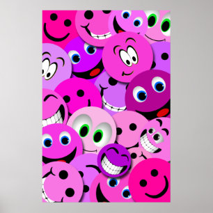 PURPLE AND PINK FACES COLLAGE POSTER