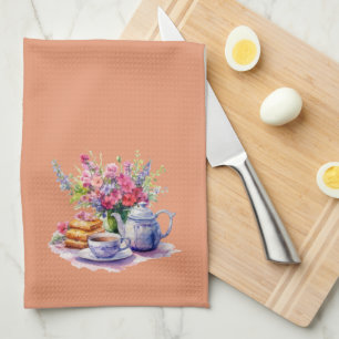 Purple and Pink Fall Bouquet Tea Set Towel