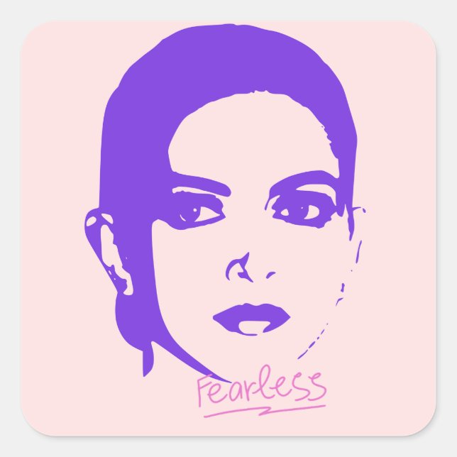 Purple and Pink Fearless Woman Empowerment Square Sticker (Front)