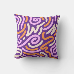 Purple and Pink Fiery Swirl Ribbon Pattern Cushion