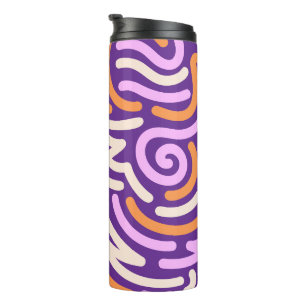 Purple and Pink Fiery Swirl Ribbon Pattern Thermal Tumbler