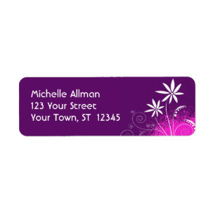 Purple and Pink Floral Avery Label