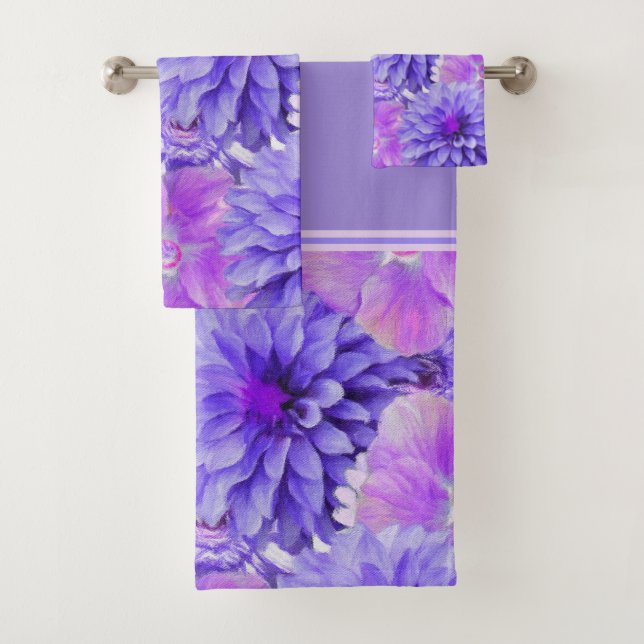 Purple and Pink Floral Bath Towel Set (Insitu)