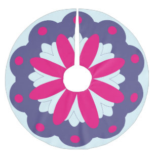 Purple and Pink Floral Shapes Brushed Polyester Tree Skirt