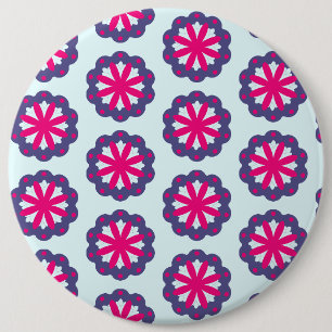 Purple and pink floral shapes illustration  6 cm round badge