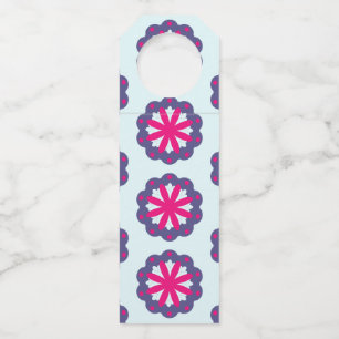 Purple and pink floral shapes illustration  bottle tag