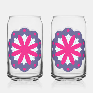 Purple and pink floral shapes illustration can glass