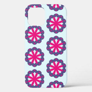 Purple and pink floral shapes illustration iPhone 12 case