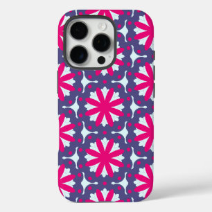 Purple and pink floral shapes illustration iPhone 16 pro case