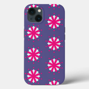 Purple and pink floral shapes illustration iPhone 13 case