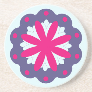 Purple and pink floral shapes illustration coaster