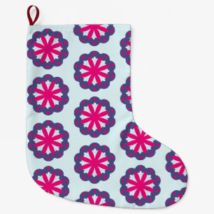 Purple and pink floral shapes illustration large christmas stocking