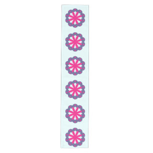 Purple and pink floral shapes illustration medium table runner