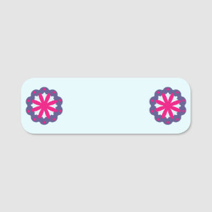 Purple and pink floral shapes illustration name tag