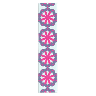 Purple and pink floral shapes illustration short table runner