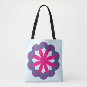 Purple and pink floral shapes illustration tote bag
