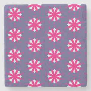 Purple and Pink Floral Shapes Stone Coaster