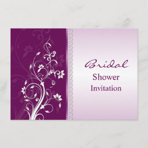 Purple and pink floral swirls Bridal Shower Invite