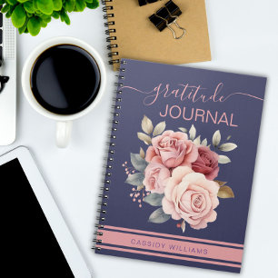 Purple and pink flower gratitude journal notebook