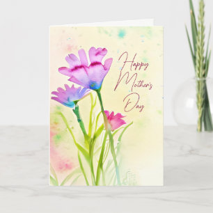 Purple and pink flowers custom Mother's day Holiday Card