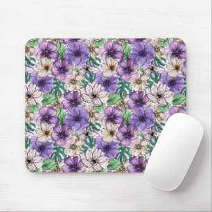 Purple and Pink Flowers Mouse Mat