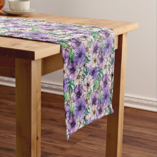 Purple and Pink Flowers Short Table Runner