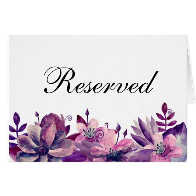 Purple and pink flowers. Wedding reserved sign (Front Horizontal)