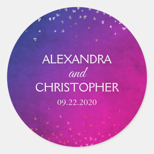 Purple and Pink Foil Confetti Envelope Seal (Front)