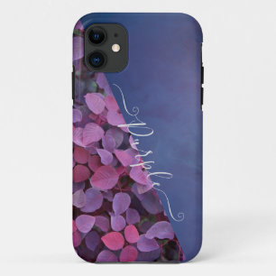 Purple and pink foliage monogram iphone cases