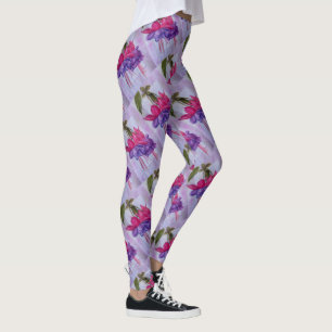 PURPLE AND PINK FUSCHIA FLORAL LEGGINGS