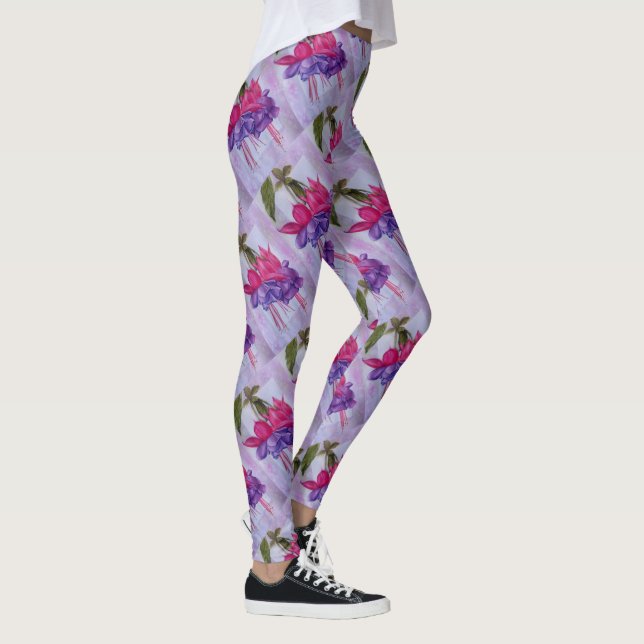 PURPLE AND PINK FUSCHIA | FLORAL LEGGINGS (Right)