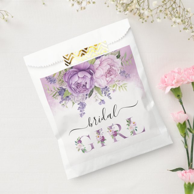 Purple And Pink Garden Flowers Bridal Shower Girl Favour Bags (Sealed)