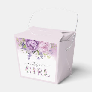 Purple And Pink Garden Flowers Girl Baby Shower Favour Box