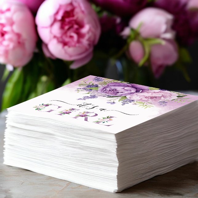 Purple And Pink Garden Flowers Girl Baby Shower Napkin (Purple And Pink Garden Flowers Girl Baby Shower Napkins)