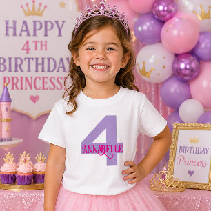 Purple and Pink Girls Fourth Birthday  Baby T-Shirt