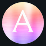 Purple and Pink Girly Metallic Monogram Classic Round Sticker<br><div class="desc">Modern Purple and Pink Faux Girly Metallic Stainless Steel Foil Elegant Sticker. This sticker can be customised to include your initial and first name for a gift package.</div>