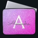 Purple and Pink Glitter and Sparkle Monogram Laptop Sleeve<br><div class="desc">Purple and Hot Pink Faux Glitter and Sparkle Elegant Monogram Case. This case can be customised to include your initial and first name.</div>
