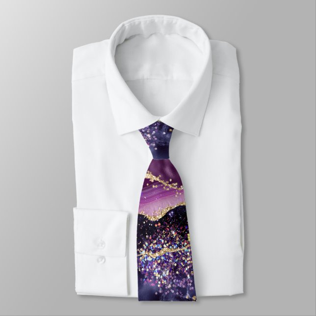 Purple and pink glittery agate pattern tie (Tied)