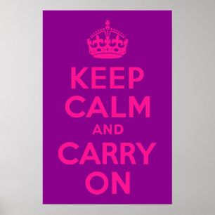 Purple and Pink Keep Calm and Carry On Poster
