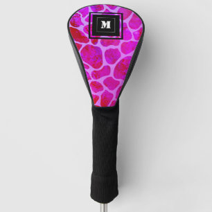 Purple and Pink Leopard Print Monogram Golf Head Cover