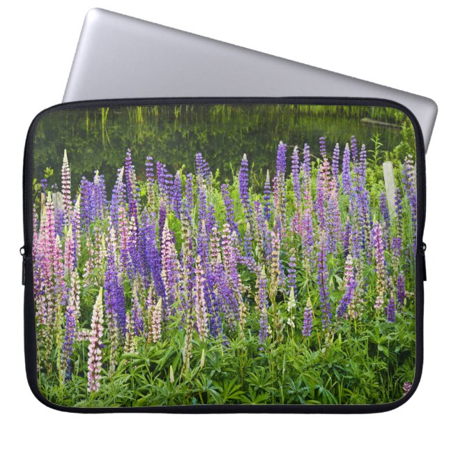 Purple and Pink Lupine Floral Photography Laptop Sleeve (Front)
